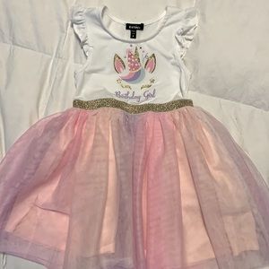 Zunie Size 5 unicorn birthday dress gold pink purple